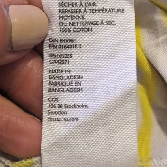 COS Relaxed Fit Yellow and White Striped Crew Neck T-shirt - Picture 5 of 5